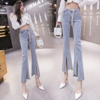 light color slit cropped pants 127