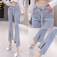 light color slit cropped pants 127