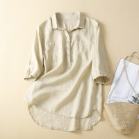 cotton linen half open shirt 149